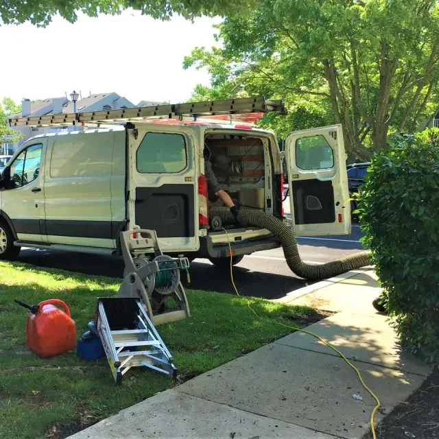 M&H service van and equipment set up at customer home