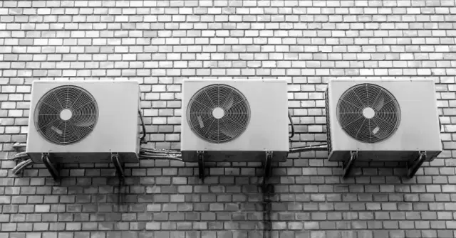 Commercial AC units mounted on building exterior